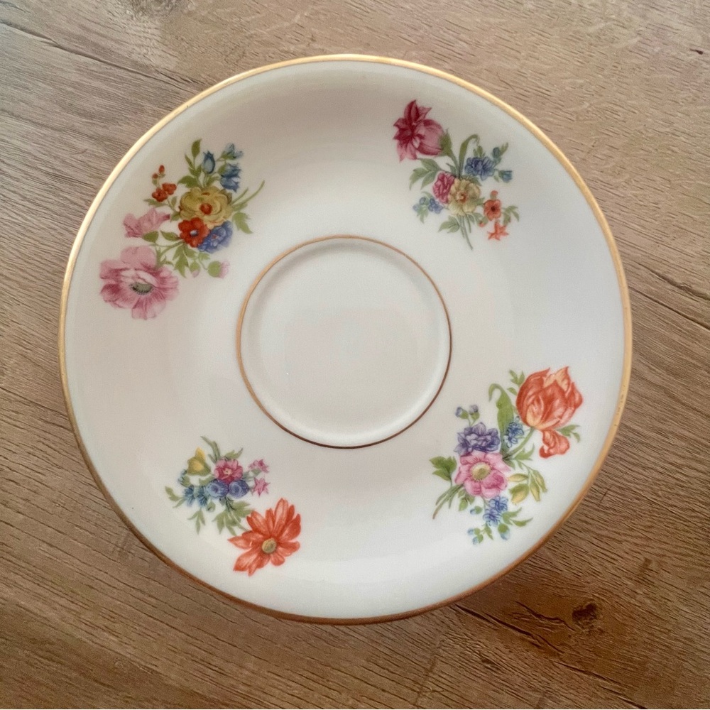 Lamberton Ivory China Rita Maria Pattern Saucer Made In USA, Vintage Replacement